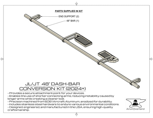 JL/JT 48" Conversion Kit for Dash-Bar  (2024-2025)
