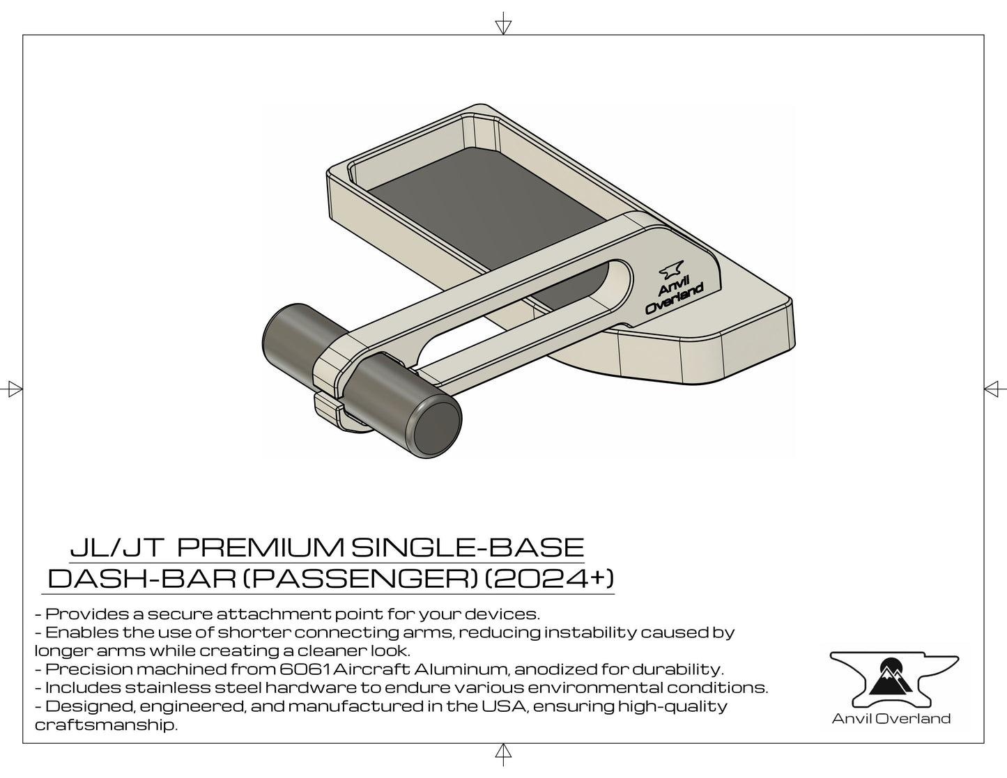 JL/JT Single Base Dash-Bar (2024+)