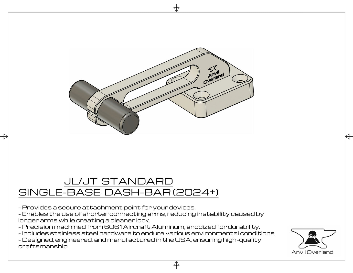 JL/JT Single Base Dash-Bar (2024+)